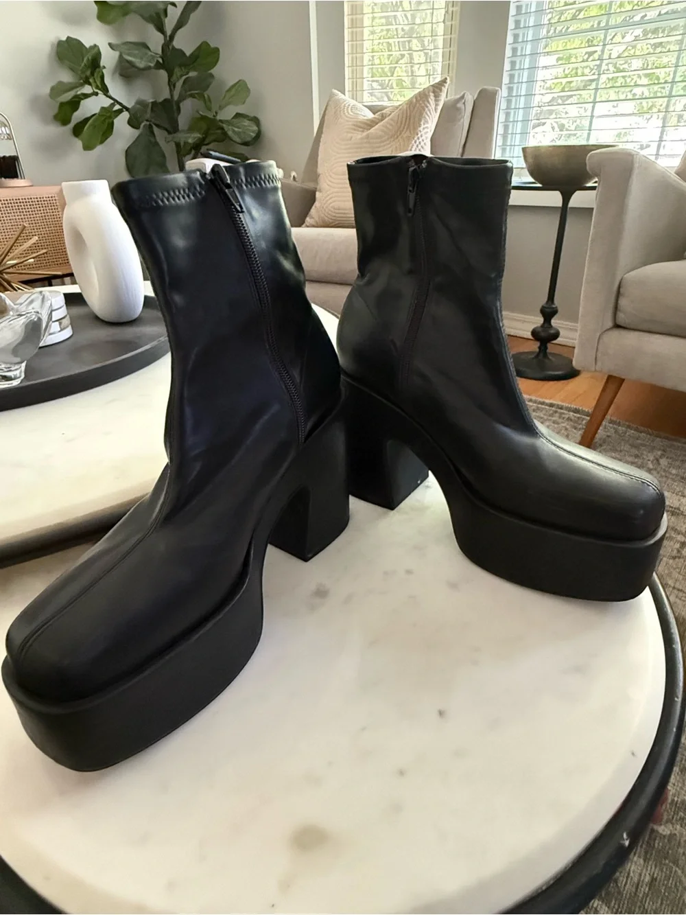 Pull&Bear Black Platform Ankle Boots